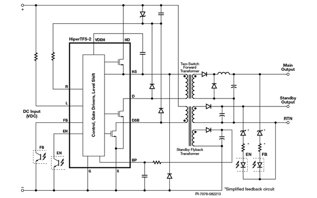 图1. 反激式主转换器的简单电路图